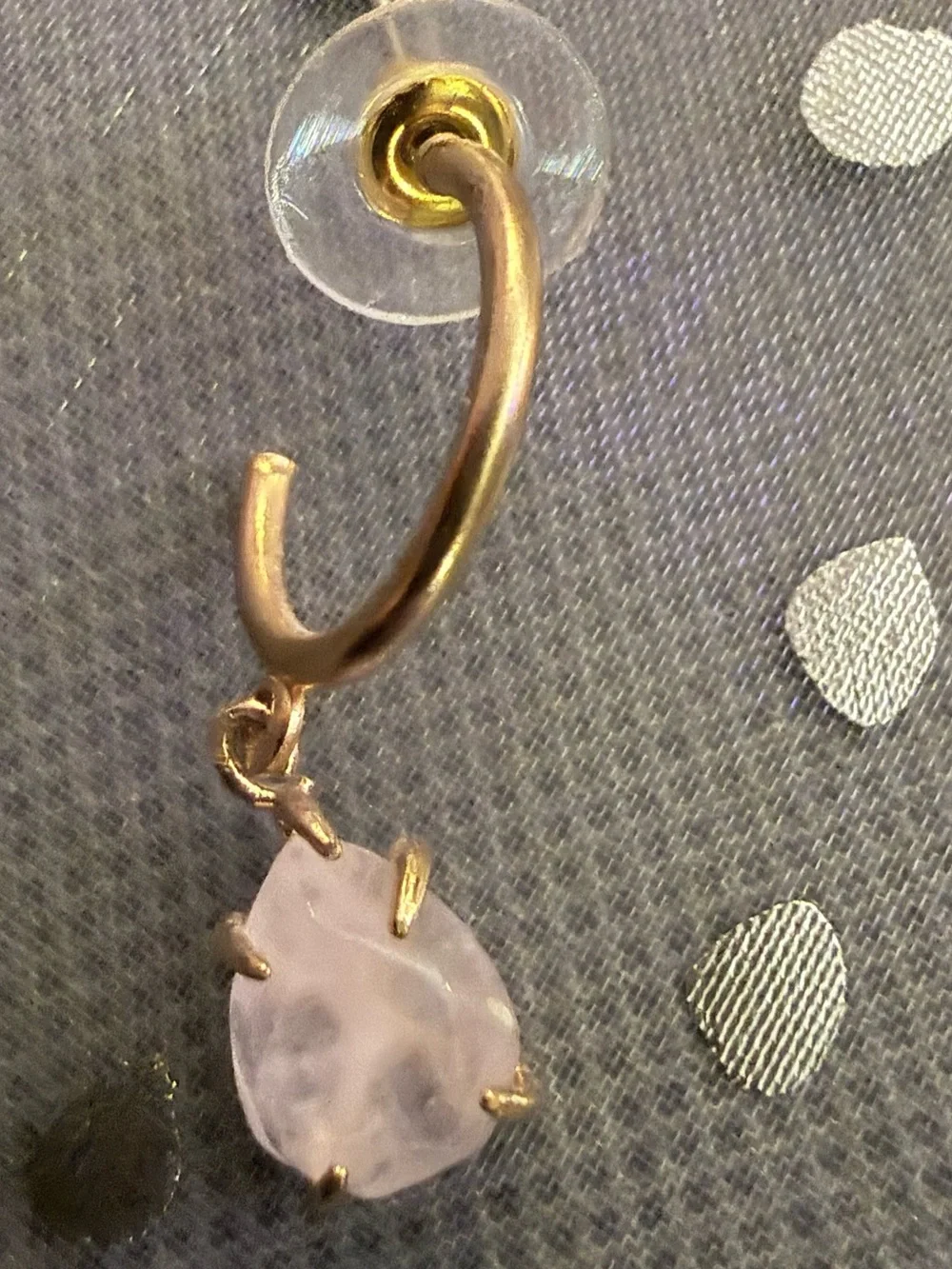 Cost Plus World Market Gold Hoop Earrings with White Semi-Precious Drops